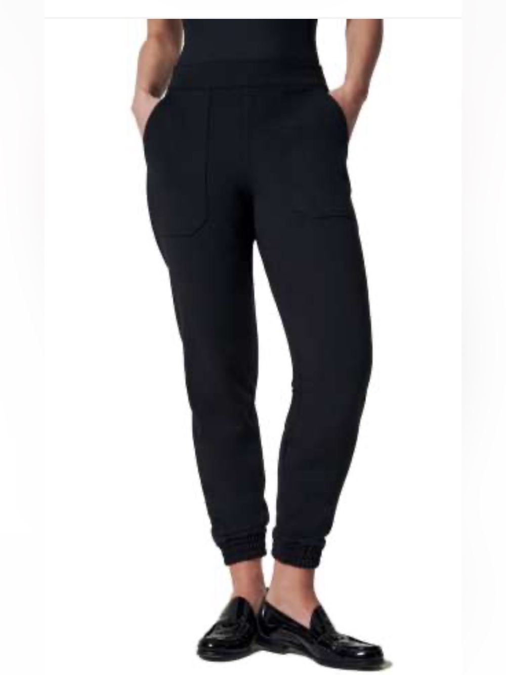 SPANX Black Slim Jogger Pants with Patch Pockets